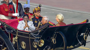 The ceremonial buggy during the 77th Republic day ceremonial parade