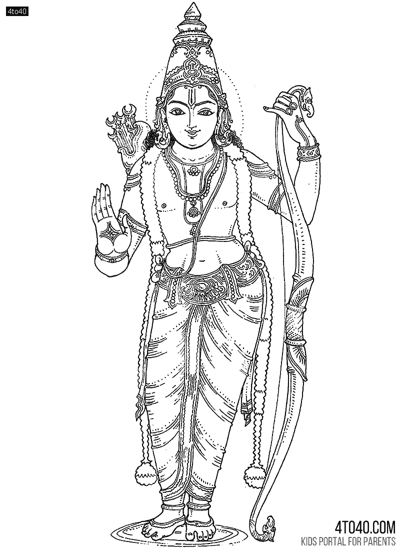 Shri Rama, the seventh avatar of Vishnu, is a revered Hindu deity embodying virtue, dharma (duty), and chivalry, primarily depicted as the "Ideal Man" (Purushottama) and king of Ayodhya