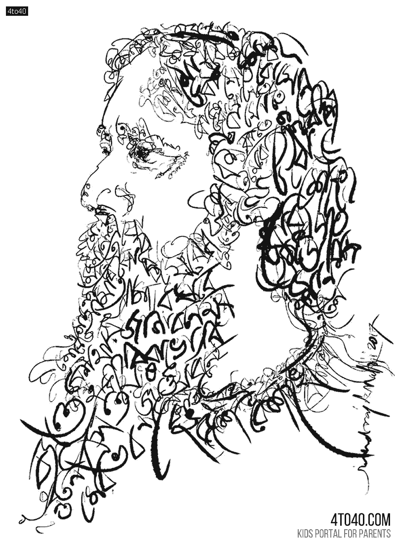 Abstract Sketch of Gurudev Tagore for coloring