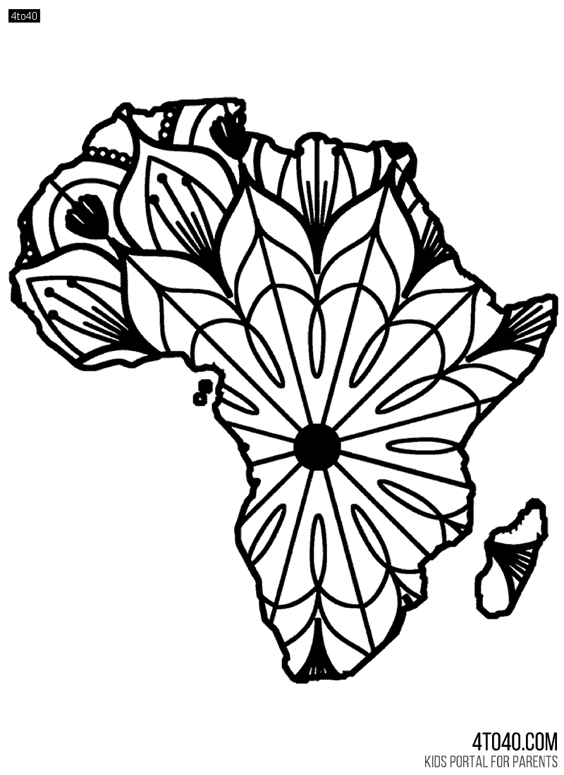 Africa Continent Coloring Page