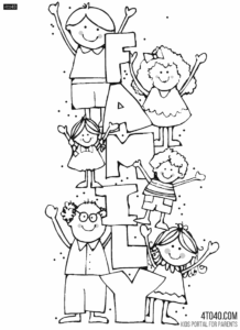 Family Coloring Sheet For Children