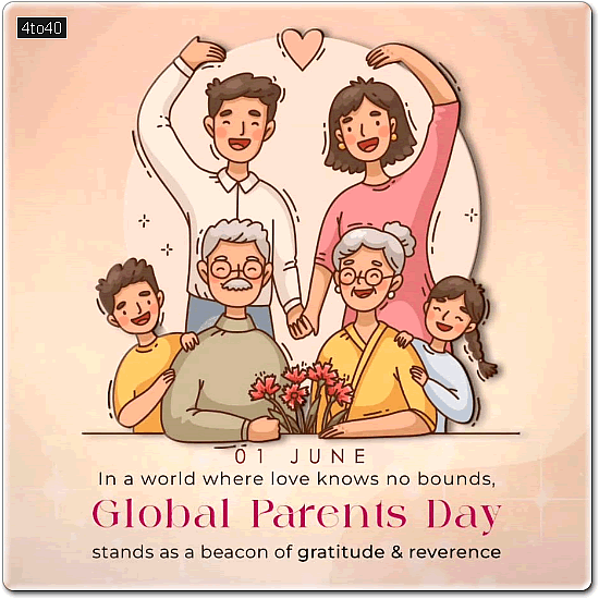 Happy Global Day of Parents Picture Message Card for social media