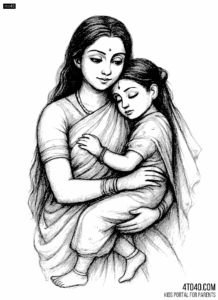 Mother and daughter coloring sheet