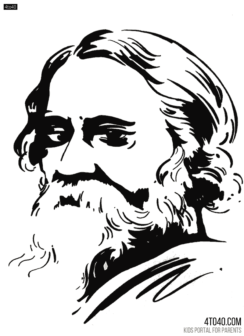 Print and color this Rabindranath Tagore coloring page