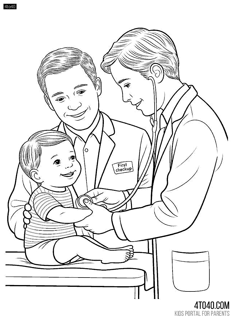 Pediatrician - A child Doctor Coloring Sheet