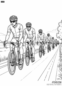 People Cycling Coloring Page For Adults