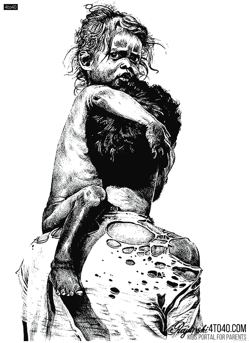 Poor father and daughter adults coloring page