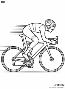 Road Biker in action coloring page