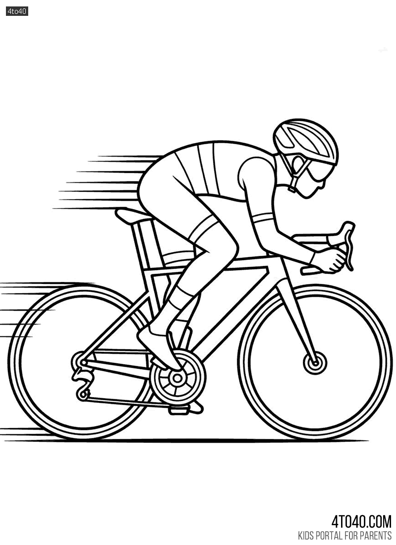 Road Biker in action coloring page