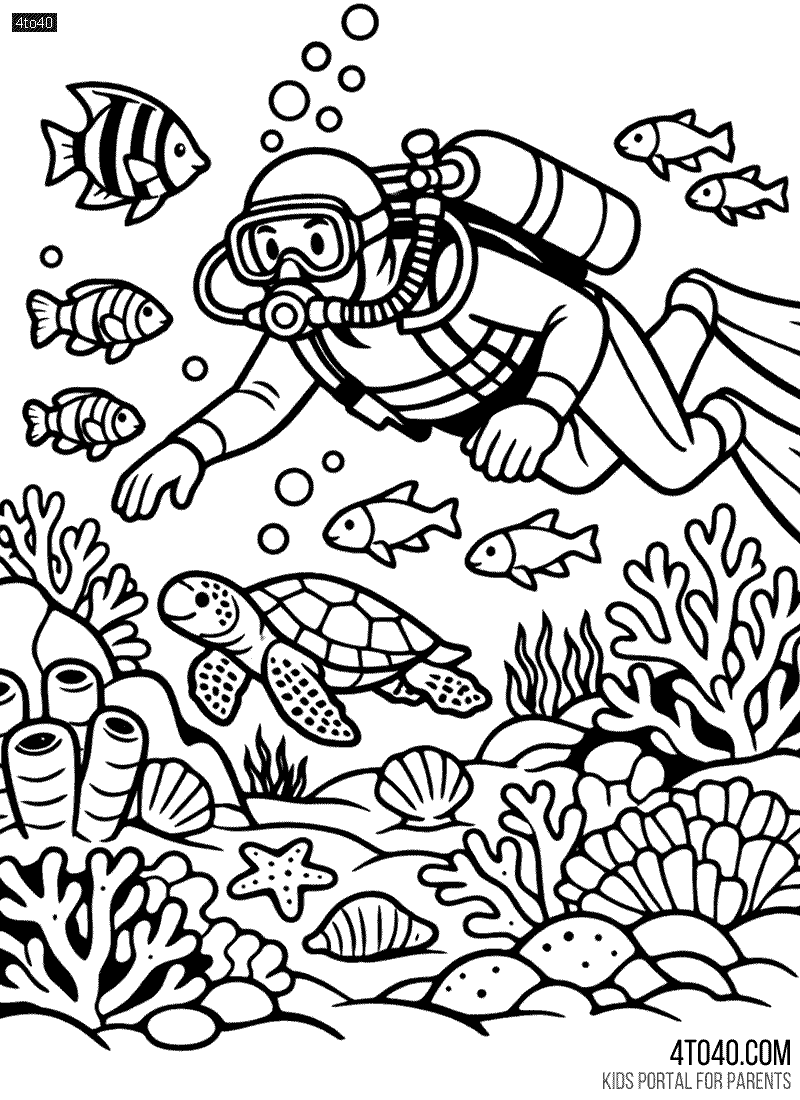 Under the Sea Coloring Page for Kids