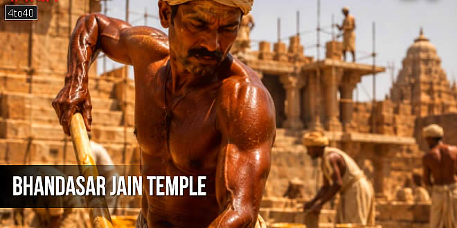 Bhandasar Jain Temple of Bikaner is a 550 year old historical temple, about which it is said that 40,000 kg of desi ghee was used instead of water in its foundation