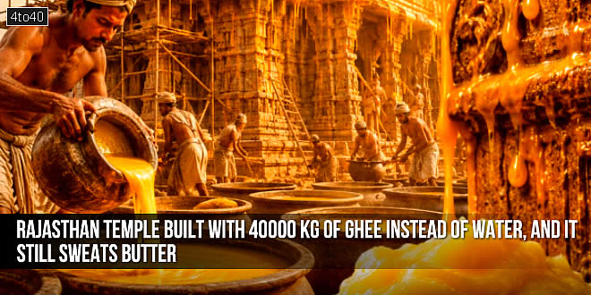 Legend says Bikaner’s Bhandasar Jain Temple was built with 40000kg of pure ghee instead of water. Five centuries later, the temple still stands. Locals say it still sweats butter.