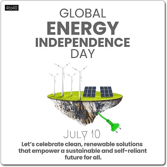 Global Energy Independence Day is celebrated annually on July 10 to raise awareness