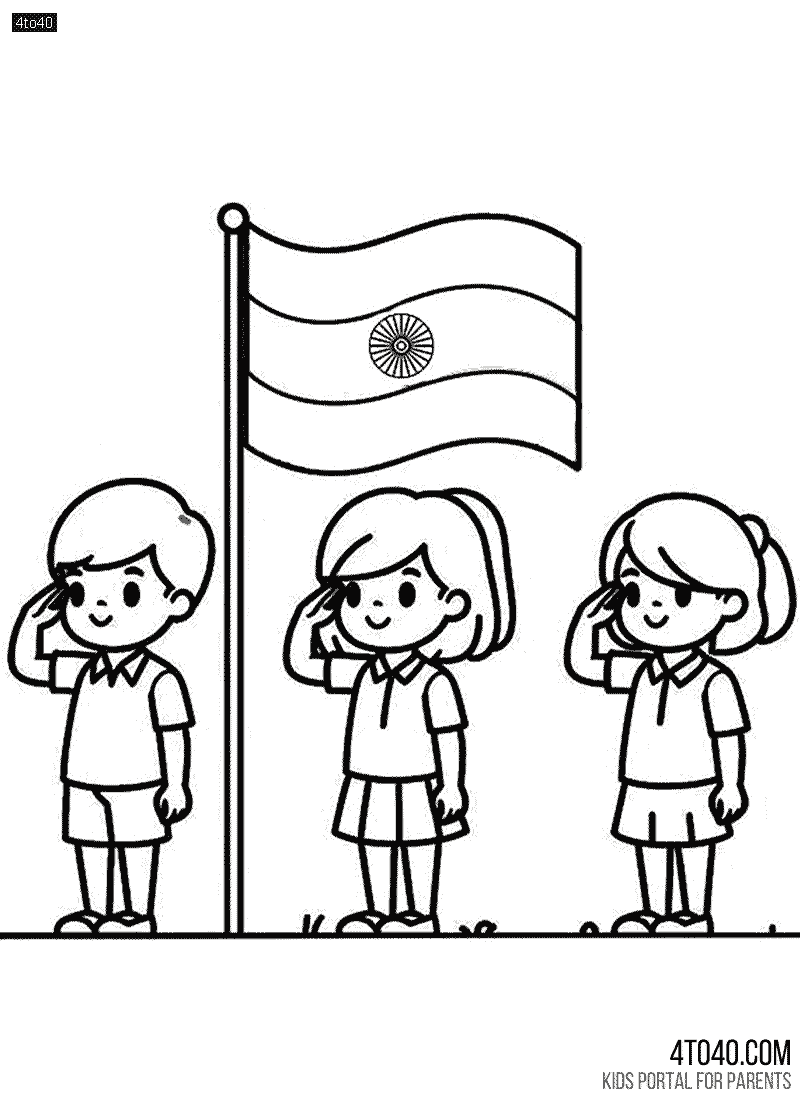 Jhanda Ooncha Rahe Hamara Coloring Sheet For School Children