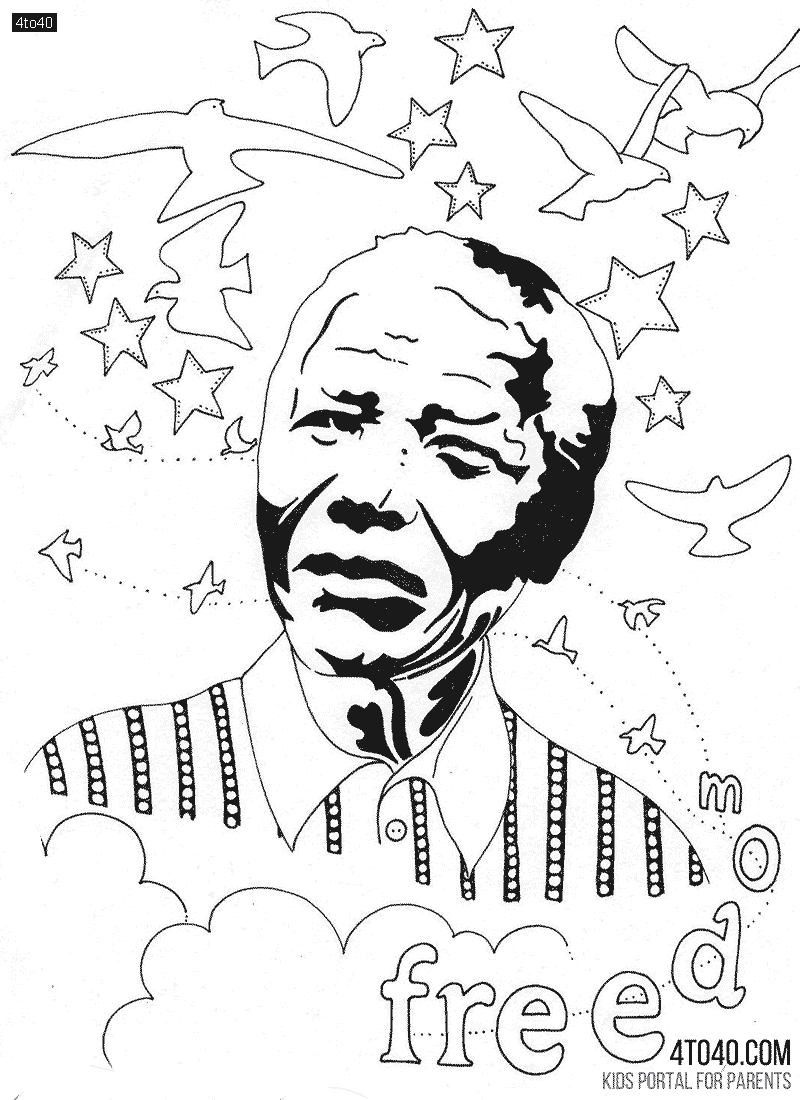 Nelson Rolihlahla Mandela Free Coloring Sheet For Students