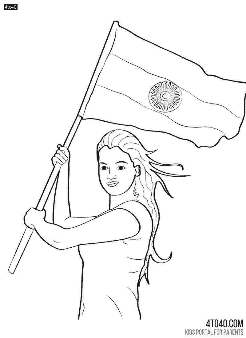 Teenager with Indian Flag commonly known as Tiranga