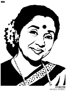 Asha Bhosle Indian playback singer Coloring Sheet For Students