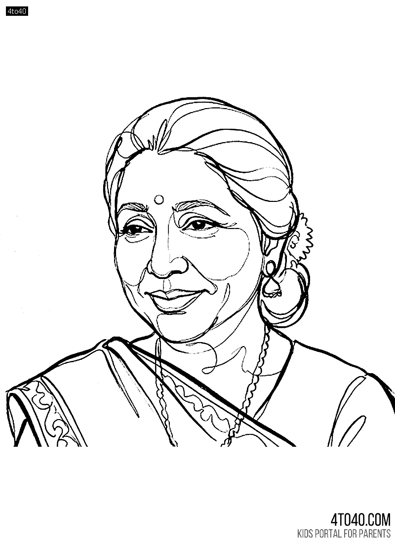 Asha Bhosle greatest playback singers coloring page