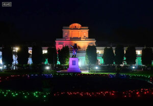 Delhi Legislative Assembly building (Old Secretariat) in New Delhi is beautifully illuminated with the tricolor