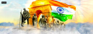 Gyarah Murti is a famous landmark in New Delhi depicting Mahatma Gandhi leading the Dandi March