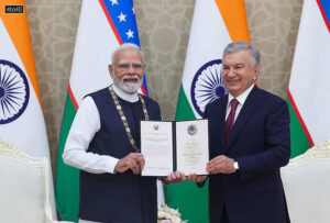 Prime Minister Shri Narendra Modi was today conferred with the “Oliy Darajali Do’stlik” Order (Order of Highest Friendship) by the President of Uzbekistan