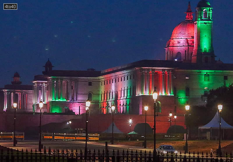 Rashtrapati Bhavan illuminated in Tricolour on eve of India’s 80th Independence Day in Delhi
