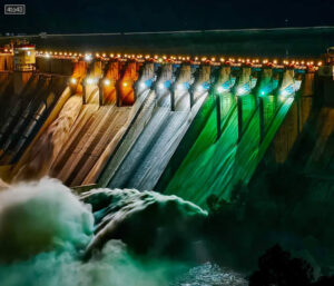 Salal Dam located on the Chenab River in the Reasi district of Jammu and Kashmir
