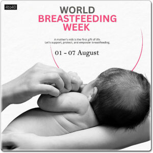 Grey and Pink Minimal Simple World Breastfeeding Week Digital Greeting Card