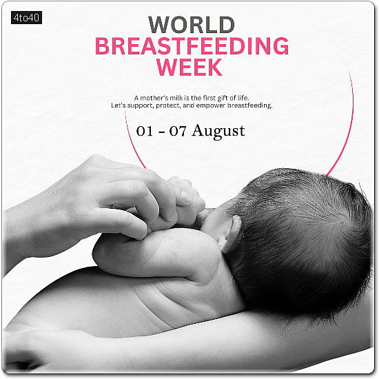 Grey and Pink Minimal Simple World Breastfeeding Week Digital Greeting Card