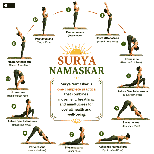 Surya Namaskar – 12 powerful poses to energize your body, calm your mind, and improve flexibility