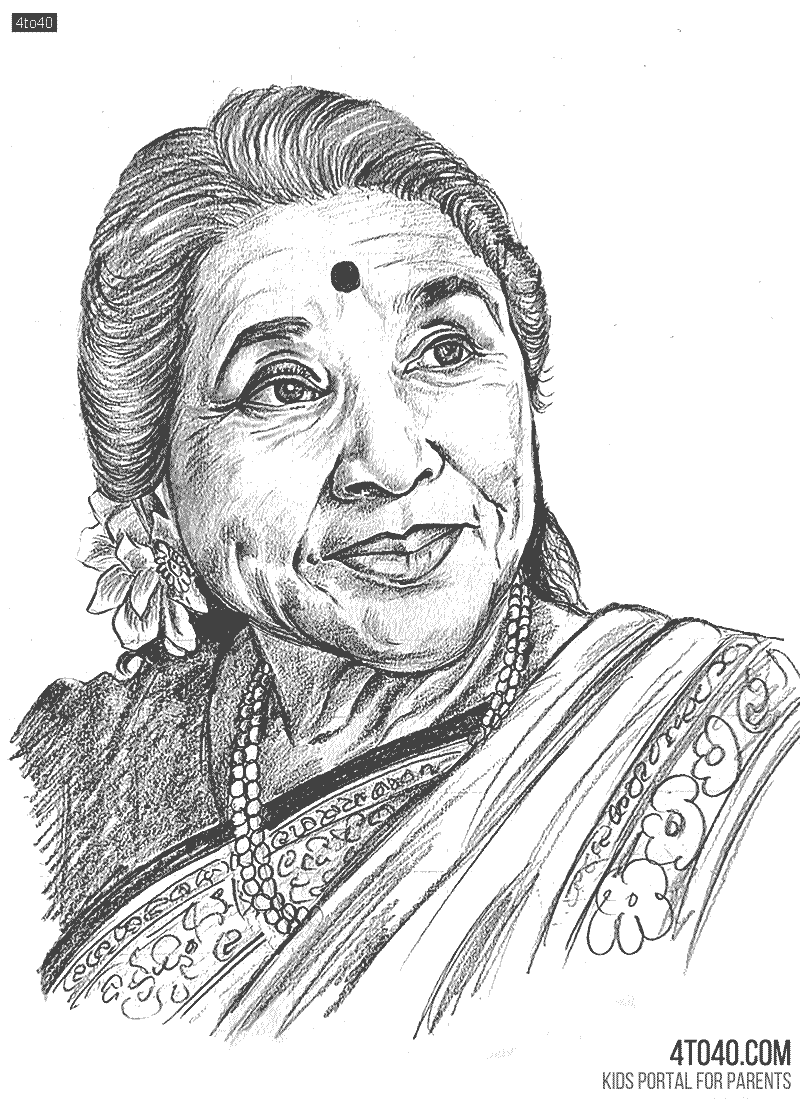 Asha Bhosle Bollywood playback singer coloring page
