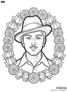 Freedom Fighter Bhagat Singh Portrait Coloring Page