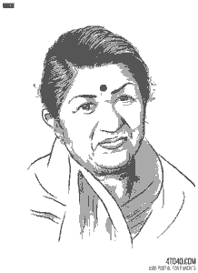 Indian playback singer Lata Mangeshkar Coloring Page