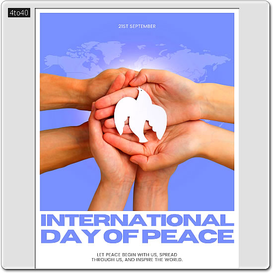International Day of Peace, also officially known as World Peace Day, is a United Nations-sanctioned holiday observed annually on 21 September