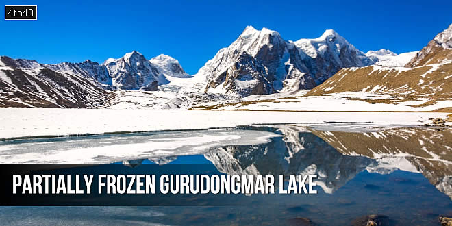 Partially frozen Gurudongmar Lake