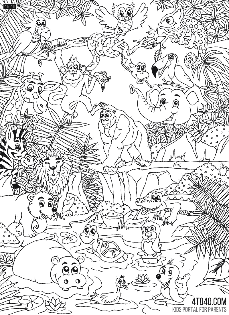 World Animals Coloring Page For Teens and Adults