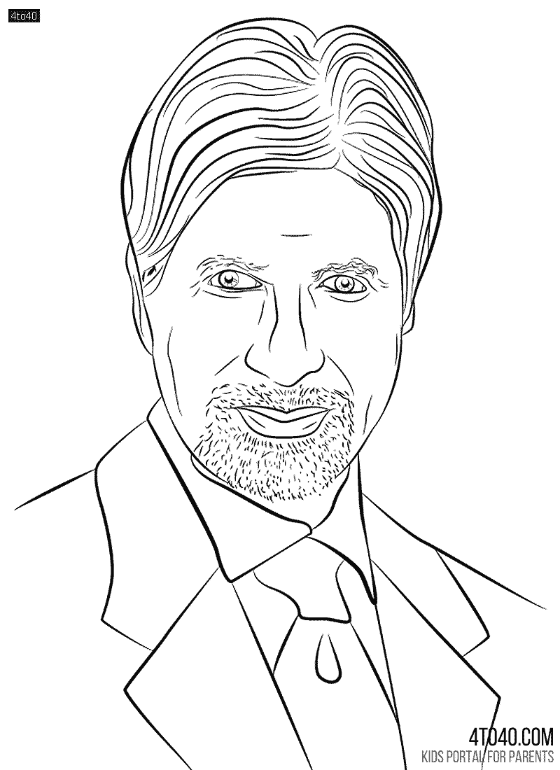 Amitabh Bachchan Coloring Page For Brginners