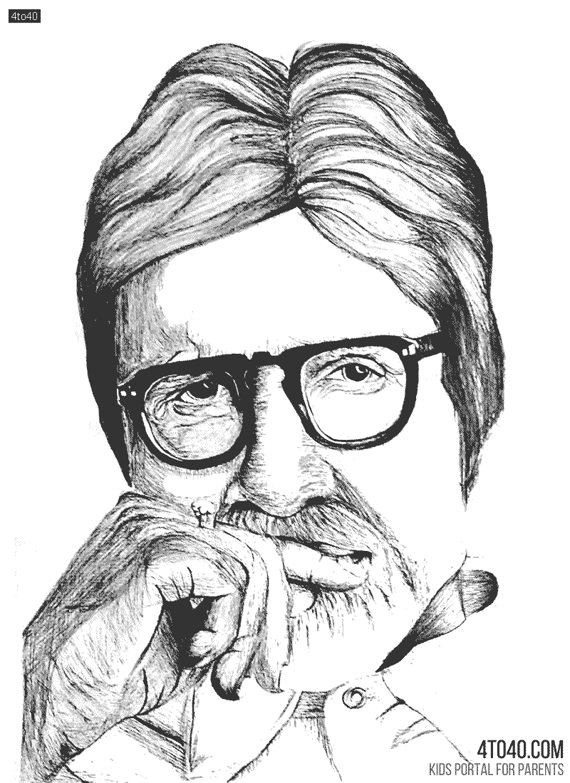 Color Amitabh Bachchan Realistic Sketch