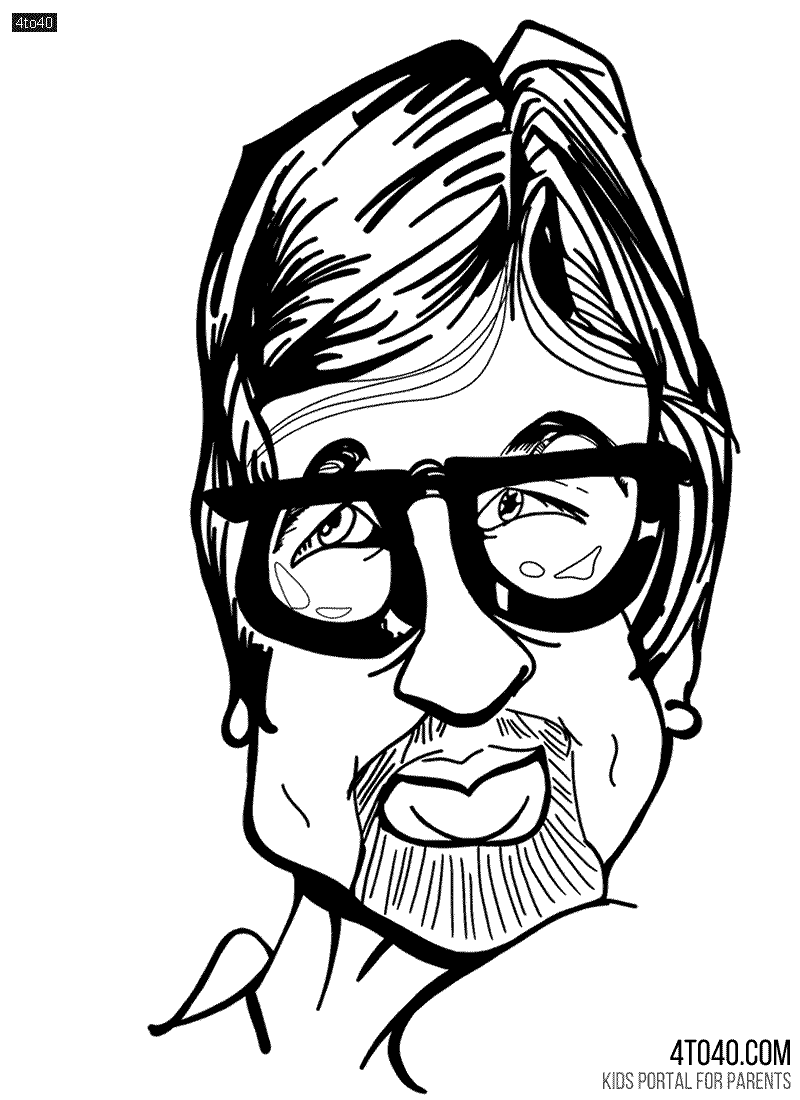 Color caricature of Amitabh Bachchan