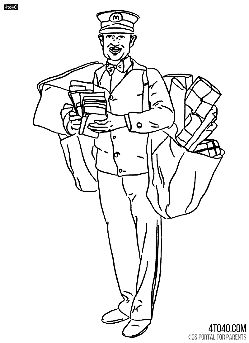 Mailman Coloring Page For Students and children