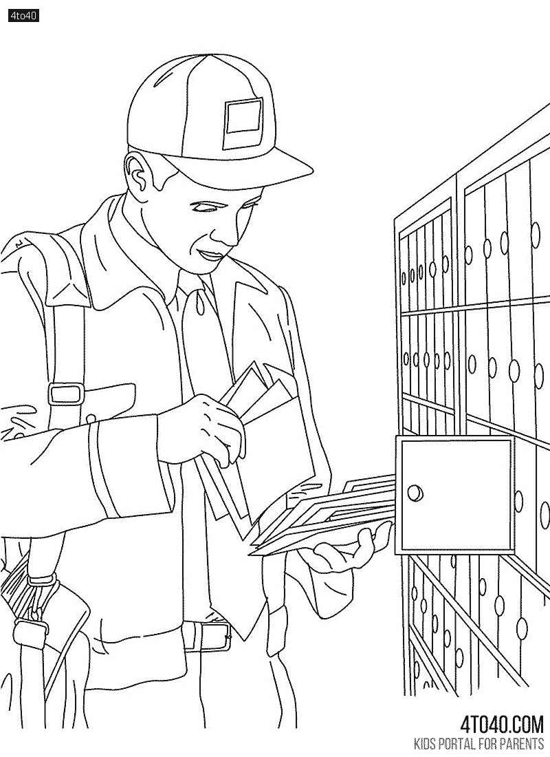 Postman coloring page
