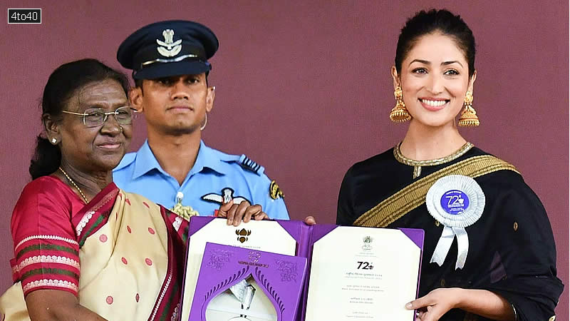 President presents Best Actress award for Article 370 to Actress Yami Gautam