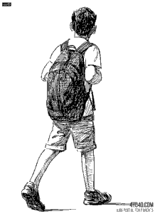Lets color School Boy with a backpack
