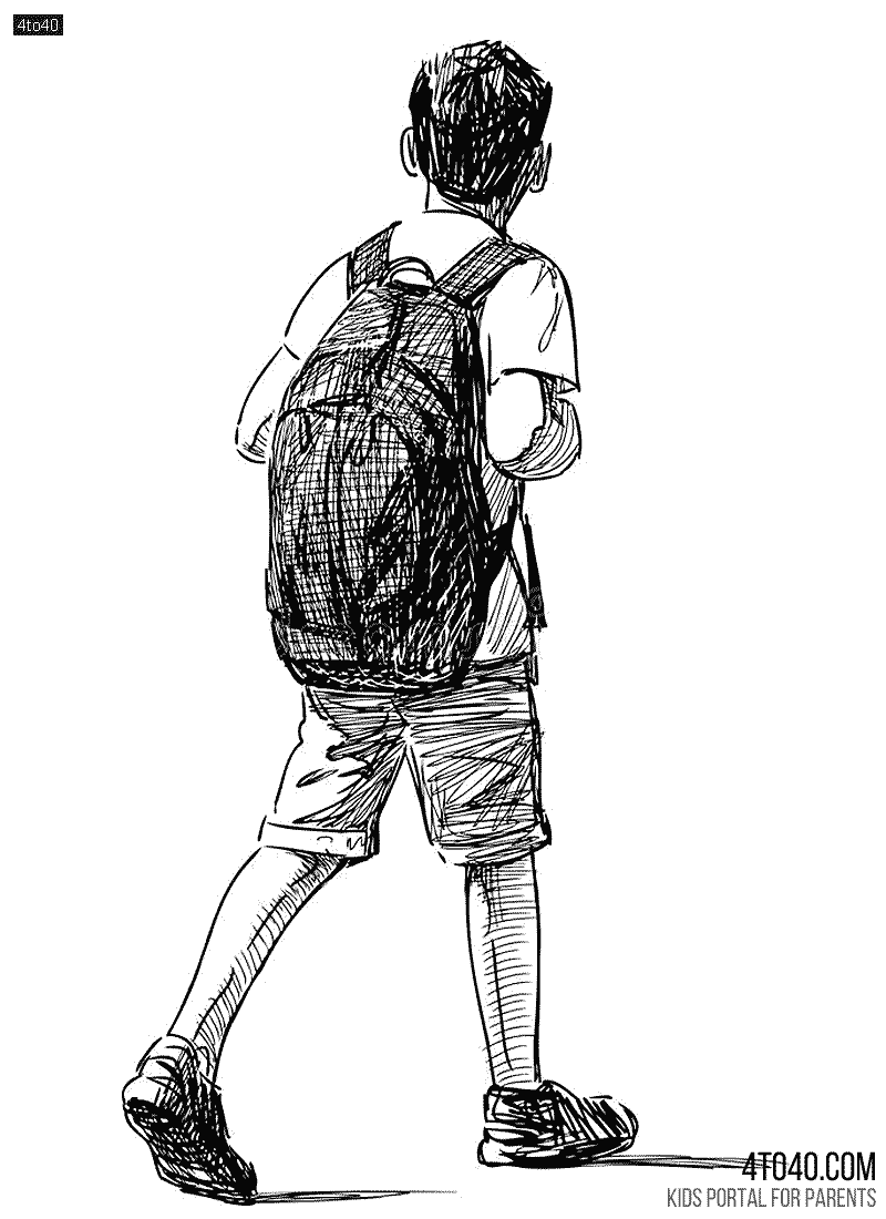 Lets color School Boy with a backpack